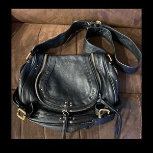 Black Chloe handbag with gold tone hardware.